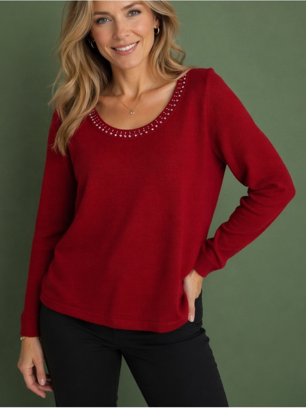 Karen Scott Jeweled Sweater